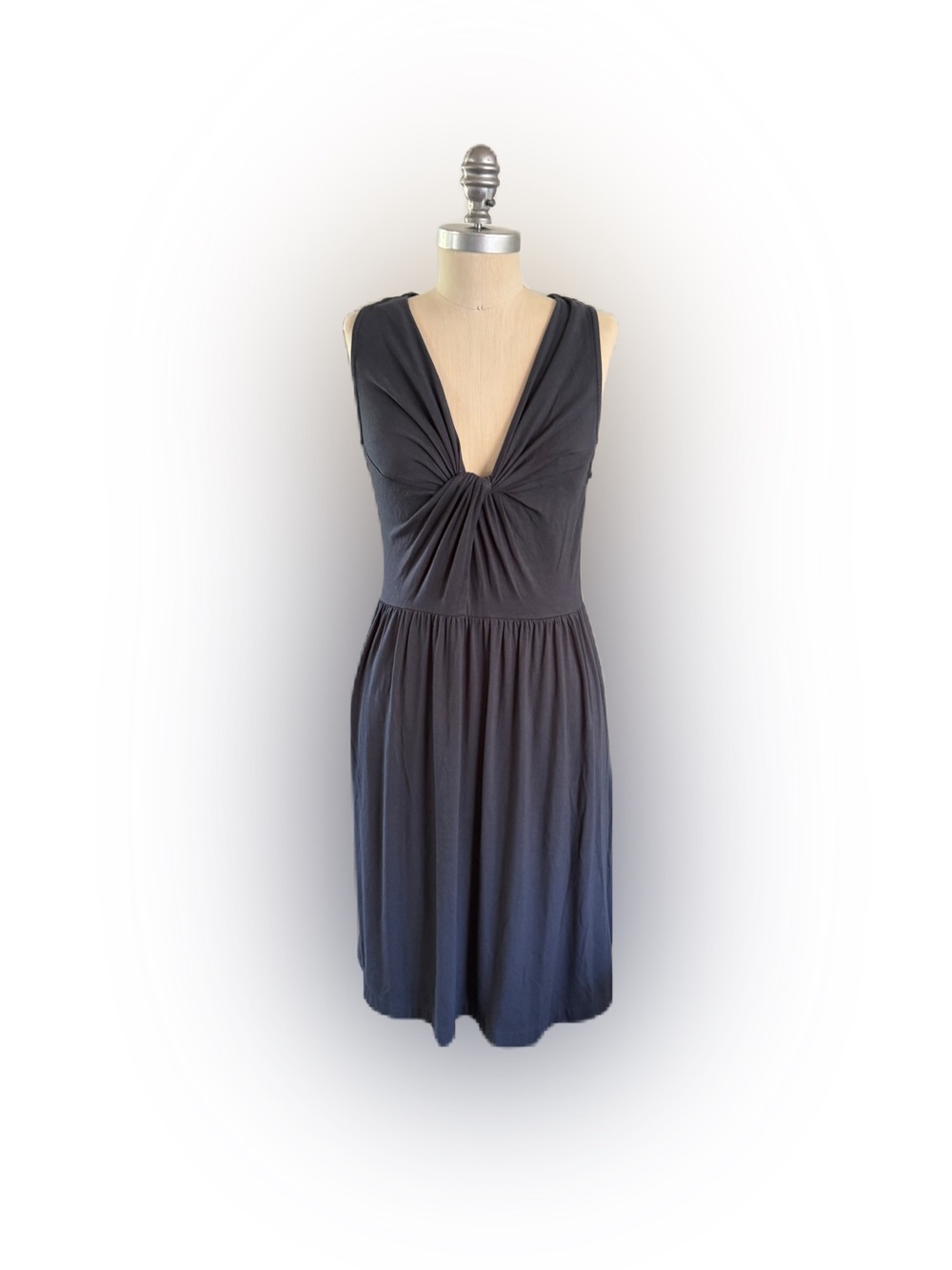 J Crew Women’s Sleeveless Charcoal Gray Tank Dress With Tie Front. Size Small